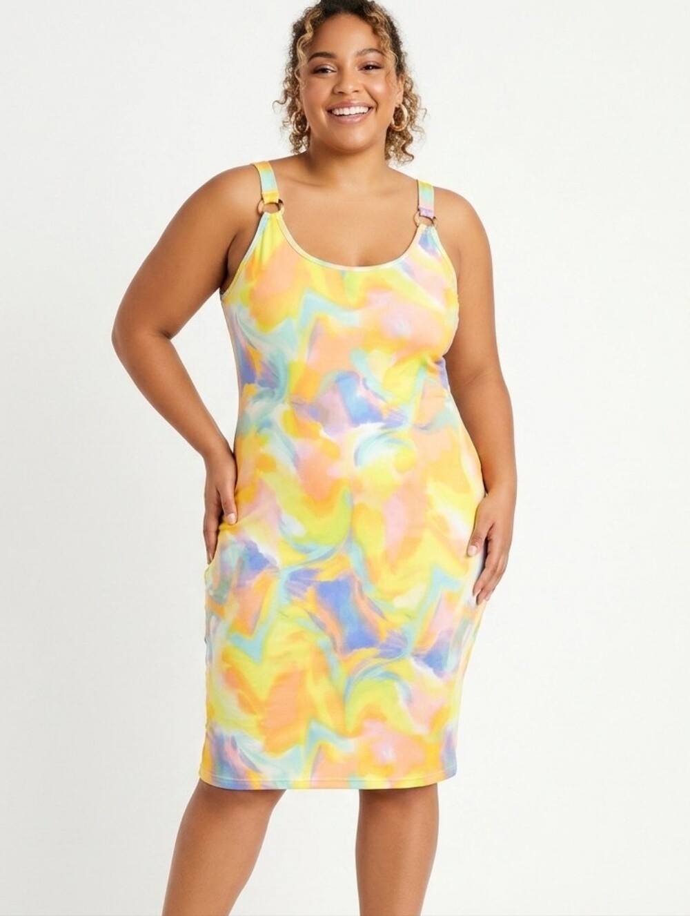 Full Circle Trends Plus Size Colorful Sleeveless Dress
